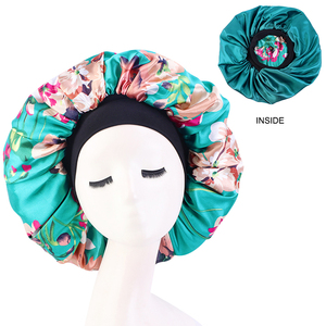 Extra Lager Taille Satin Tête Wraps Cap Chapeau Motif Floral Double Couche Bonnets Satin Réversible <span class=keywords><strong>Bonnet</strong></span> - Product Image 5