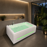 Baignoire de massage de luxe en acrylique pour 2 personnes avec jets d'air et robinet pour salle de bain d'hôtel intérieure