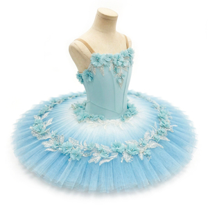 Vestido de Tutú de Ballet Azul Profesional, Tutú Floral para Actuación en Escenario, Disfraz de Danza, Disfraz de Ballet Clásico de la Bella Durmiente - Product Image 3