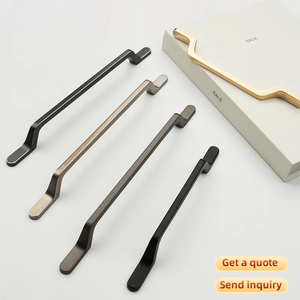 Poignées de meuble modernes noir mat en aluminium massif, style pont, pour tiroirs, armoires et meubles de cuisine, quincaillerie minimaliste - Product Image 2