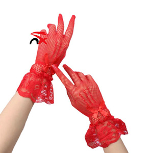<span class=keywords><strong>Gants</strong></span> de cérémonie en dentelle noirs, blancs et rouges pour femmes, <span class=keywords><strong>gants</strong></span> de mariée papillon pour mariage, fête et bal de promo - Product Image 3