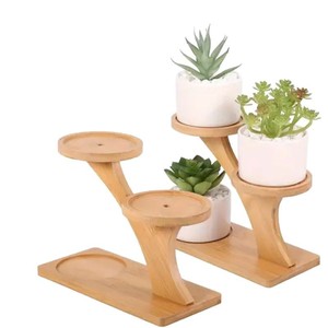 Présentoir <span class=keywords><strong>en</strong></span> bonsaï <span class=keywords><strong>en</strong></span> <span class=keywords><strong>bambou</strong></span> de style rétro à trois niveaux support de Pot de fleur de plante verte avec support de stockage d'installation de type debout - Product Image 5
