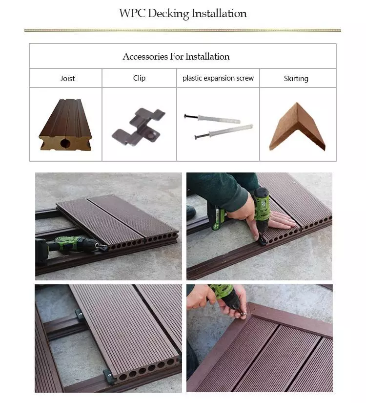 Plastic Crack Resistant WPC Decking WPC Terrace Board 140x25x2900
