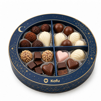 Coffret Cadeau de Luxe Personnalisé pour le Ramadan : Boîte à Dattes, Chocolats, Tasses à Café et Thé, Boîte Ronde avec Fenêtre pour Desserts Sucrés