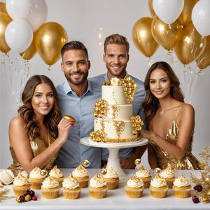 66 décorations de gâteau en forme de boule dorées, 4 tailles, pour la décoration de pâtisserie DIY, toppers pour cupcakes et anniversaires de mariage - Product Image 6