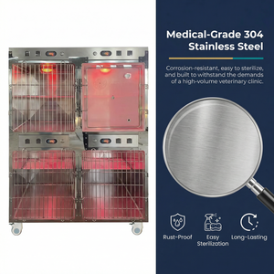 Sıcaklık/nem için iklim kontrolü sağlayan Veteriner Yoğun Bakım Ünitesi, Bu Gelişmiş Solunum Terapi Ünitesi, Birinci Sınıf Oksijen Kafesi'dir. - Product Image 2