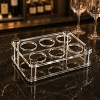 Plateau porte-gobelets en acrylique transparent avec douze emplacements circulaires pour la vente en gros aux fournisseurs de services de cocktails