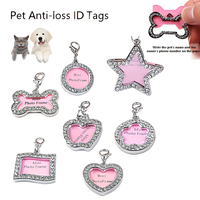 Accessoires pour animaux de compagnie en gros : Plaque d'identification ronde pour chien avec strass, anti-perte, personnalisable avec nom et photos DIY, et espace pour coordonnées de contact