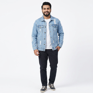 Vente en gros Veste en jean personnalisée de haute qualité pour hommes, vestes en jean élégantes noires et unies pour garçons pour hommes, OEM personnalisé - Product Image 1