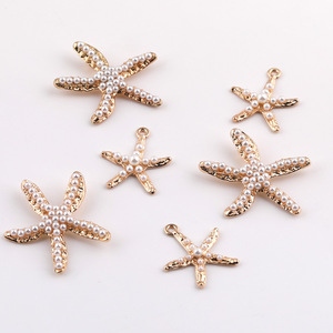 Colgante de aleación con diseño de estrella de mar y perla, 27mm 37mm, engaste de canal, accesorios DIY para joyería unisex - Product Image 5