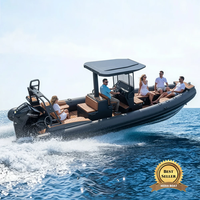 Bateau semi-rigide de luxe haute performance CE 25 pieds SP760 en aluminium à double coque, bateau à réaction homologué pour la route et bateau pneumatique de pêche