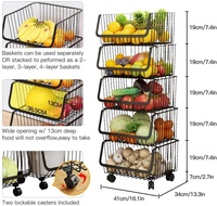 Accessoires de cuisine personnalisés pour la maison, panier de rangement en fil métallique empilable sur pied, cage pour légumes, fruits, aliments