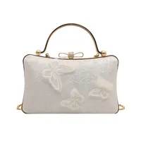 Papillon élégant femmes sacs à bandoulière carrés couleur unie dames chaîne sac à bandoulière Style chinois femme dîner sacs à main sac à main
