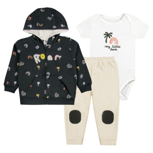 Tedmimak – Ensemble 3 pièces en coton pour bébés filles et garçons, avec logo personnalisé, imprimé animalier/floral, barboteuse à manches longues, veste d'été, 6-24 <span class=keywords><strong>mois</strong></span> - Product Image 2