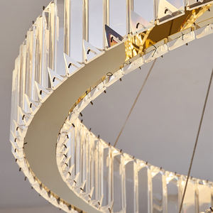 יוקרה טבעות מעגל מודרני יוקרתי טבעות עגולות תקרה גבוהה גרם מדרגות נברשת נירוסטה תלייה - Product Image 6