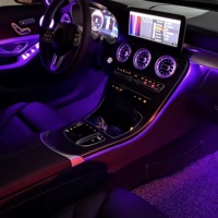 Accessoires de ventilation automobile SJC pour Mercedes-Benz Classe C W205 GLC X253 2015-2021 LHD/RHD, mise à niveau de l'éclairage d'ambiance de voiture en 64 couleurs