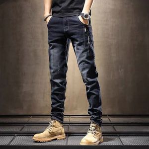 بنطلون جينز رجالي واسع الساق بقصة مستقيمة وفضفاضة من الدنيم الخام بتصميم عتيق - Product Image 4
