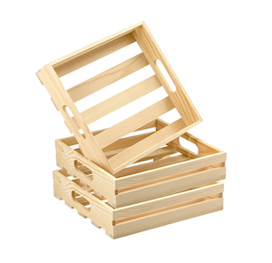 Vassoi in <span class=keywords><strong>Legno</strong></span> Grezzo Quadrati, Contenitori in <span class=keywords><strong>Legno</strong></span> per Artigianato, Casse con Manico per Fai-da-Te - Product Image 1