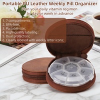 Boîte de rangement pour pilules de voyage en cuir PU de luxe personnalisée avec logo, 7 jours, pour capsules, pilules, vitamines