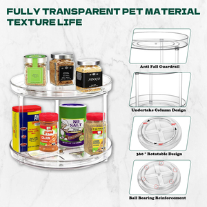 Commercio all'ingrosso in plastica PP 360 ° portaoggetti rotante 3-Tier <span class=keywords><strong>Lazy</strong></span> <span class=keywords><strong>Susan</strong></span> Base antiscivolo per ordine all'ingrosso cucina/bagno/ufficio - Product Image 4