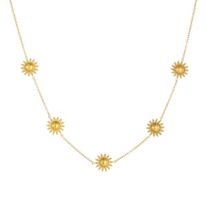 Sun Pattern Gold Plated Jewelry <b>Set</b> Necklace <b>Bracelet</b> Earrings For Women Everyday Wear - Product Image 5