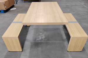 Set Tavolo e Panche Contemporaneo in Legno e Acciaio per Ristoranti - Ecologico, Durevole, Facile da Pulire per Caffè, Ristoranti e Sale - Product Image 2