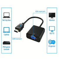 Adaptateur HDMI vers VGA 1080P, convertisseur VGA 1080P plaqué or compatible avec les boîtiers TV Android 4K et les projecteurs, commutateur vidéo