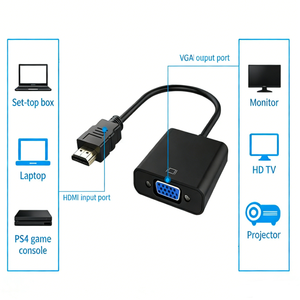 อะแดปเตอร์ <span class=keywords><strong>HDMI</strong></span> เป็น <span class=keywords><strong>VGA</strong></span> 1080P, ตัวแปลง <span class=keywords><strong>VGA</strong></span> 1080P ชุบทอง ใช้งานร่วมกับกล่องทีวีแอนดรอยด์ 4K และโปรเจคเตอร์, ตัวสลับวิดีโอ - Product Image 5