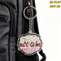 Porte-clés en acrylique « It's Okay Not to Be Okay » – Breloque de sensibilisation à la santé mentale pour sac ou clés – Pendentif transparent durable