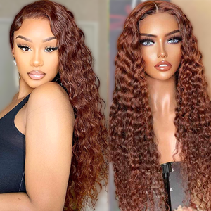 <span class=keywords><strong>Parrucca</strong></span> frontale in pizzo trasparente <span class=keywords><strong>parrucca</strong></span> di capelli umani ricci color <span class=keywords><strong>castano</strong></span> di zenzero parrucche di pizzo al cioccolato per donne nere - Product Image 1