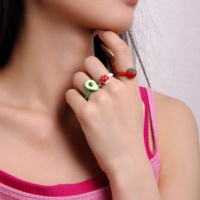 Mode Nieuwe Designer Y2K Sieraden Fidget Ring Emaille Olie Druppel Schattig Kleurrijk Fruit Vinger Ring voor Vrouwen Meisjes Accessoires