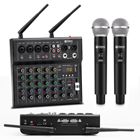 6-Kanal-Audiomischpult M06 mit 2 drahtlosen dynamischen XLR-Metallmikrofonen für persönliches Live-Streaming