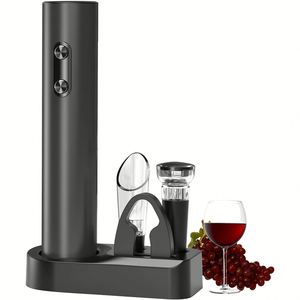 Juego de abridor de vino eléctrico clásico plateado premium Novison, base recargable, abridor de botellas automático, caja de regalo, logotipo personalizado, aluminio - Product Image 1