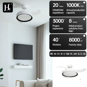 Ventilateur de plafond LED 36 pouces, corps métallique moderne avec abat-jour en acrylique, pales rétractables et pliables, télécommande pour la maison et le bureau - Product Image 5