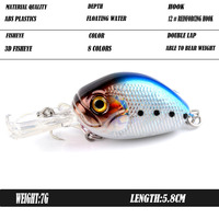 Leurre de pêche artificiel japonais style rock-and-roll, 5,8 cm/7 g, flottant, type Chubby Minnow, avec hameçon inversé, vente en gros