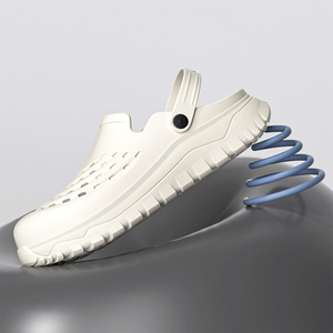 Zuecos de EVA Moldeados en una Sola Pieza para Hombre, Color Crema Blanco, Zapatos de Jardín Acolchados, Antideslizantes, Transpirables, Pantuflas de Trabajo para Interiores y Exteriores - Product Image 4