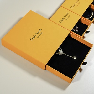 Vòng Đeo Tay Hộp Quà Tặng Thiết Lập Bìa Hộp Quà Tặng Với Ribbon Thanh Lịch Biểu Tượng Tùy Chỉnh Orange Drawer Jewelry Set Bao Bì Hộp - Product Image 5