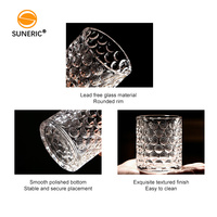 Verres à whisky vintage 300 ml en cristal de roche, gobelets à shot en verre gaufré diamant pour outils de bar