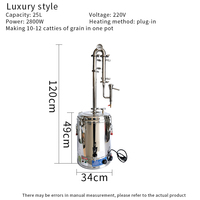 Alambic électrique domestique de 25 L en acier inoxydable, colonne creuse, équipement de production d'alcool, équipement de distillation d'alcool