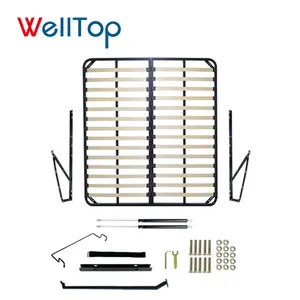 핫 세일 가구 액세서리 전체 크기 가스 리프트 침대 메커니즘 저장 침대 프레임 나무 칸막이와 금속 침대 프레임 지원