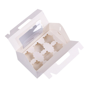 Mới đến cửa sổ màu trắng trong suốt bánh hộp nổi xử lý <span class=keywords><strong>2PC</strong></span> 4PC 8PC muffin cupcake Bao bì hộp giấy phụ kiện bánh ngọt - Product Image 4