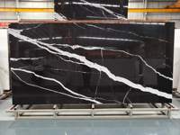 Dalles en pierre frittée noire Fossil Black, Luxury Black, 12 mm, finition brillante et mate, 3200*1600 mm, aspect marbre, pour revêtement mural et plan de travail de cuisine