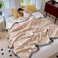 Couverture en gaze de coton imprimée chat mignon, légère, pour l'été, avec texture matelassée, pour canapé, lit, dortoir, cadeau, vente en gros