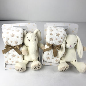 Sıcak satış hayvan ayı köpek fil peluş oyuncak bebek battaniyesi ile - Product Image 5