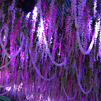 Dekorasi Gantung Dinding Plafon Bunga Wisteria Buatan Tangan dari Plastik, Bunga Palsu Bergaya Pedesaan untuk Hiasan Hijauan Dalam Ruangan