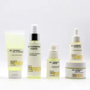 Hot Selling Anti-Acne Fleuren Face Cream Serum Organische Kurkuma Huidverzorging Set