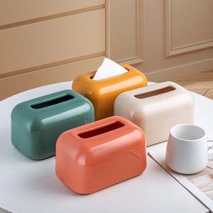 Caja de pañuelos creativa para escritorio, contenedor de almacenamiento rectangular de plástico con tapa, ecológico, para uso en el hogar y la oficina - Product Image 1