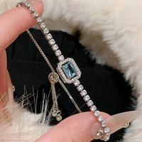 Bracelet tennis carré en zircon coloré avec halo, en laiton plaqué or 18 carats, anti-ternissement, bijou tendance, idéal pour un cadeau