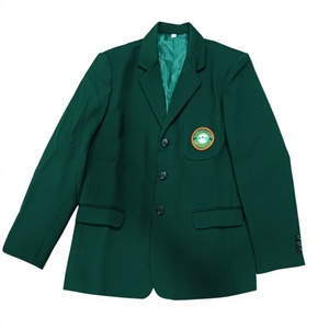 Blazer en laine pour homme, style britannique, simple boutonnage, col cranté, longueur standard, gris foncé avec bordure crème - Product Image 4