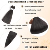 Cheveux Tressés Pré-Étirés de 52 Pouces, Texture Vague d'Eau Facile à Travailler, Mèche Unique Douce Yaki, Fibres Coréennes pour Toutes les Tresses